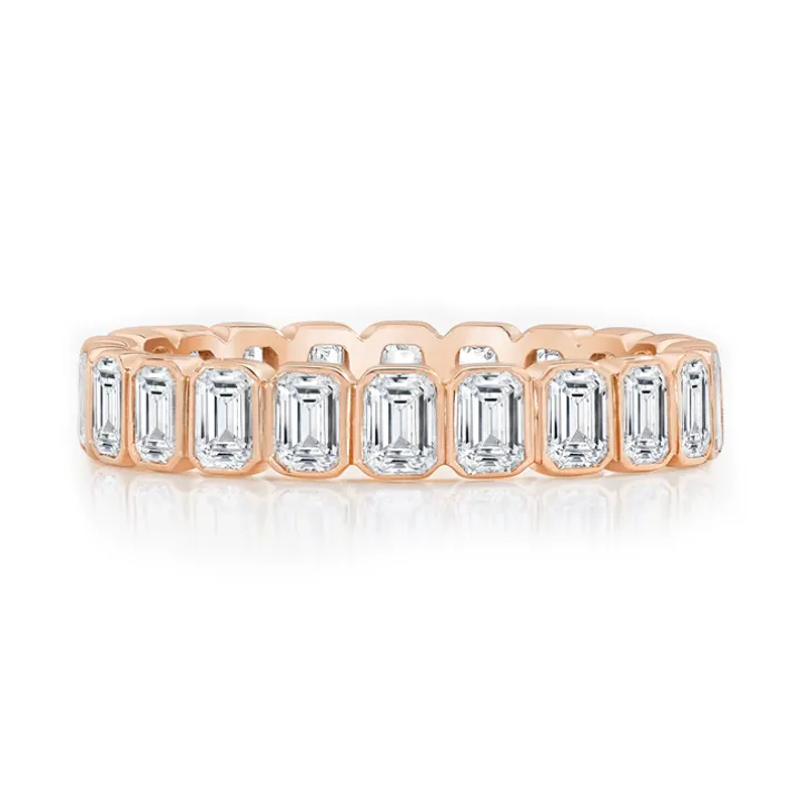 Petite Emerald Bezel Set Wedding Band