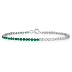 Petite Half Diamond & Half Green Emerald Tennis Bracelet
