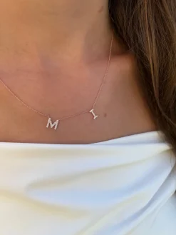 Petite Multi Diamond Initial Necklace