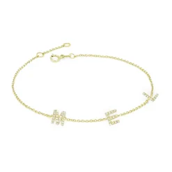 Petite Multi Diamond Initial Bracelet