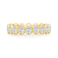 Petite Oval Bezel Set Wedding Band