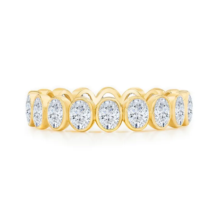 Petite Oval Bezel Set Wedding Band