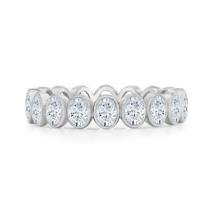 Petite Oval Bezel Set Wedding Band