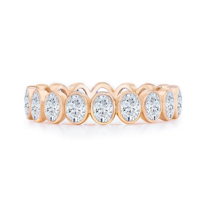 Petite Oval Bezel Set Wedding Band