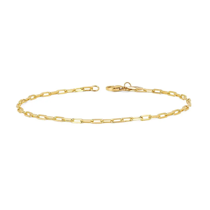 Petite Solid Gold Paper Clip Bracelet