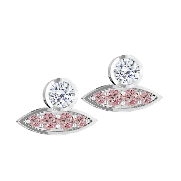 Pink Diamond Leaf Earrings