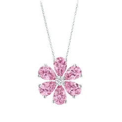 Pink Sapphire Flower Necklace