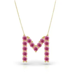 Pink Sapphire Initial Pendant