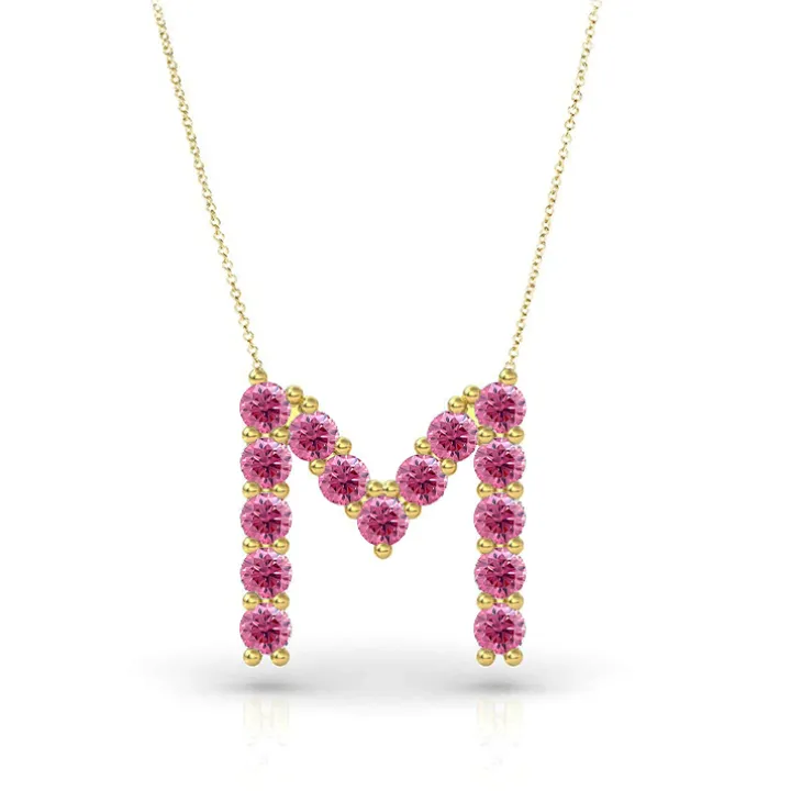 Pink Sapphire Initial Pendant