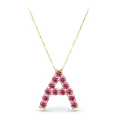Pink Sapphire Initial Pendant