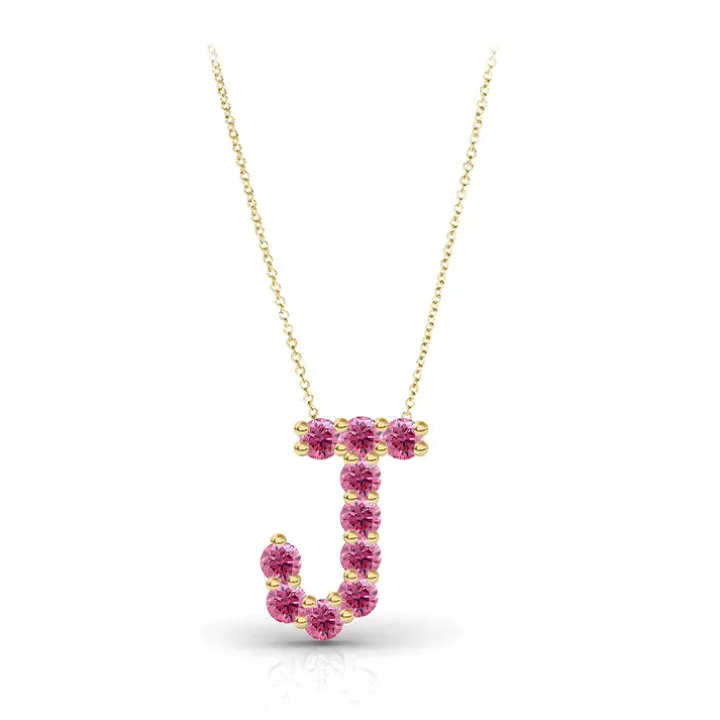 Pink Sapphire Initial Pendant