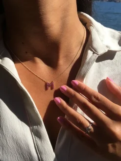Pink Sapphire Initial Pendant