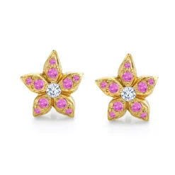 Pink Sapphire Star Earrings