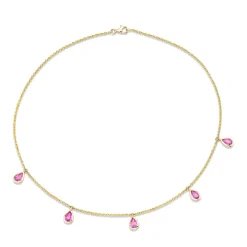 Pink Sapphire Tear Drop Necklace