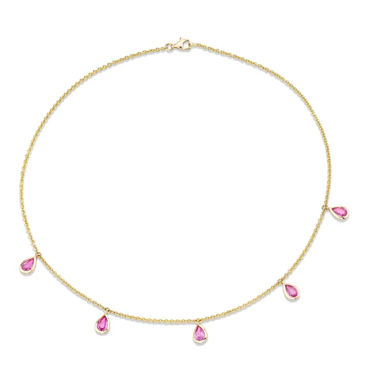 Pink Sapphire Tear Drop Necklace