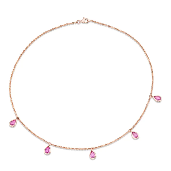 Pink Sapphire Tear Drop Necklace