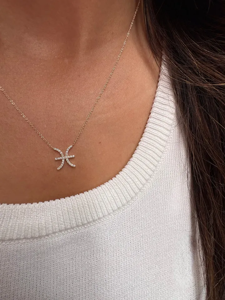 Pisces Diamond Zodiac Necklace