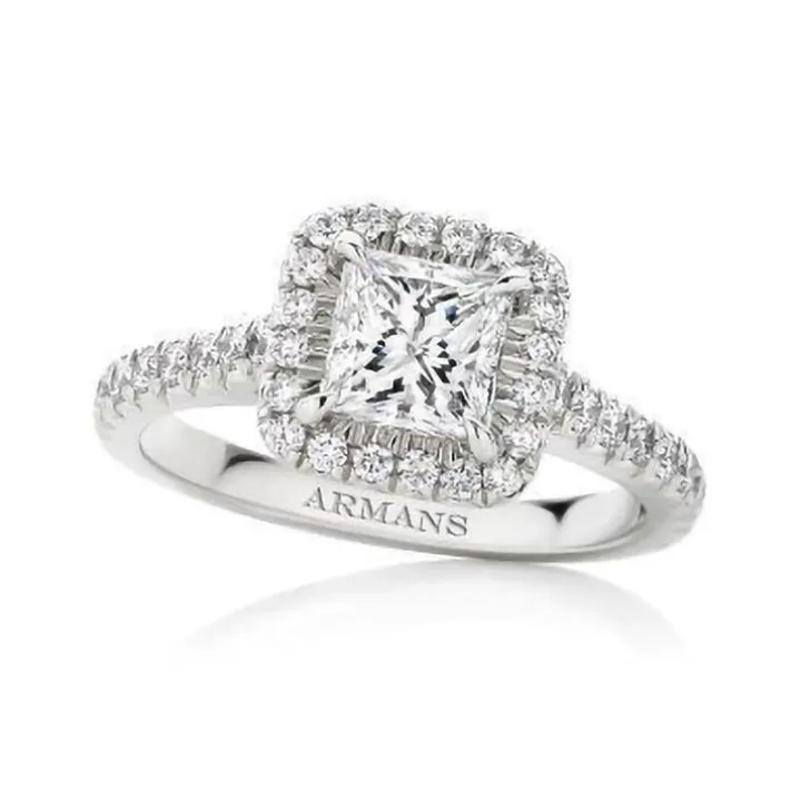 Princess Halo Engagement Ring
