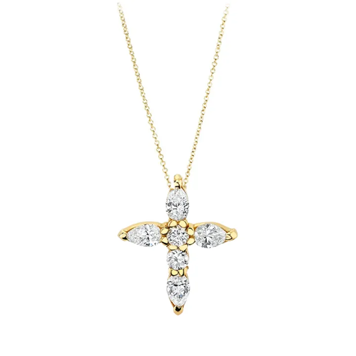 Prong Set Diamond Cross Necklace