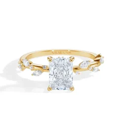 Radiant Diamond Leaf Engagement Ring