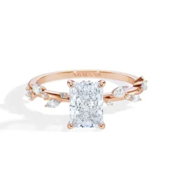 Radiant Diamond Leaf Engagement Ring