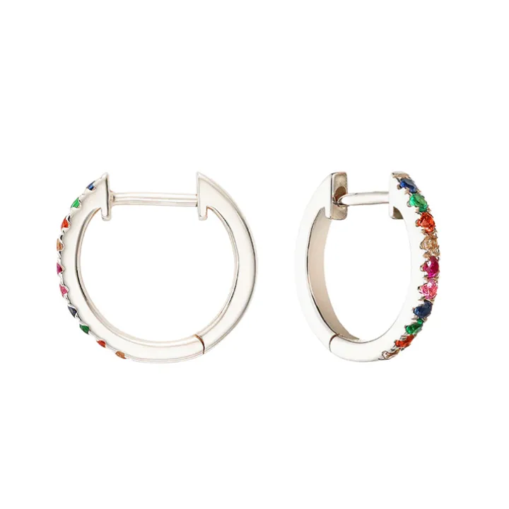 Rainbow Multi-Coloured Gemstone Huggies