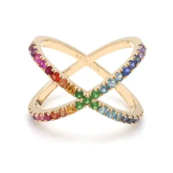 Rainbow Sapphire Criss Cross Ring