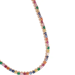 Rainbow Sapphire Tennis Necklace