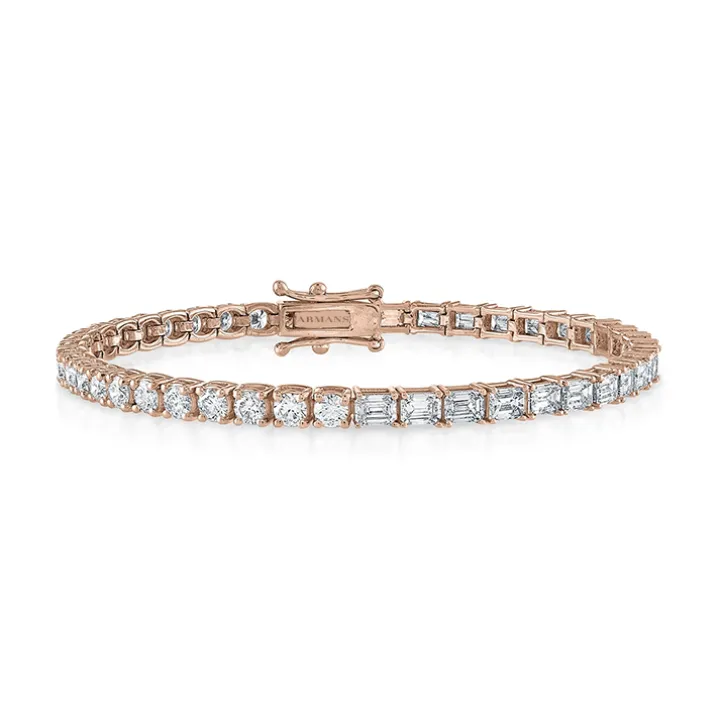 Round and Emerald Diamond Tennis Bracelet