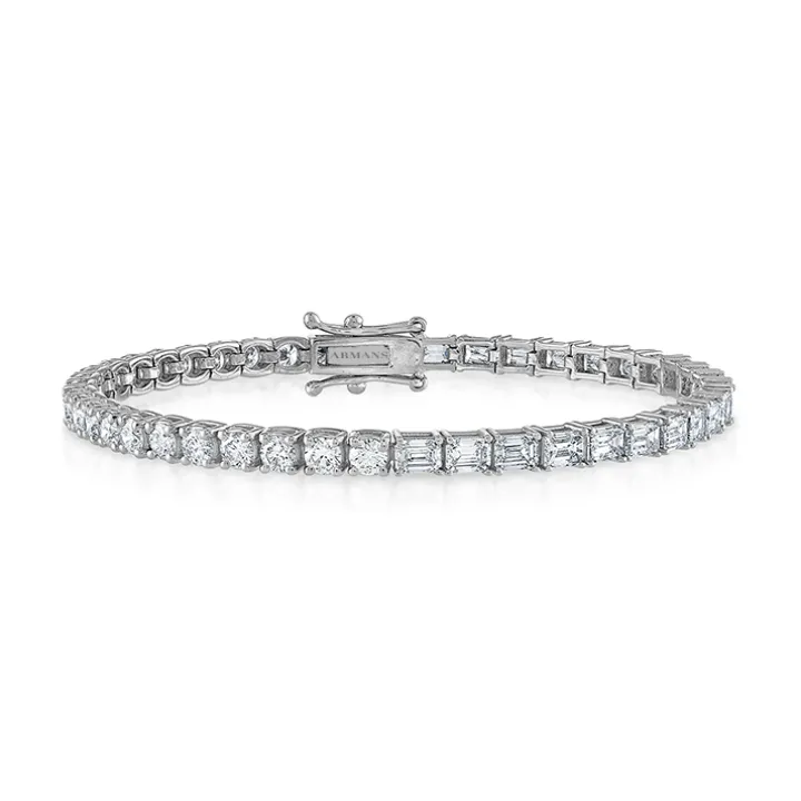 Round and Emerald Diamond Tennis Bracelet