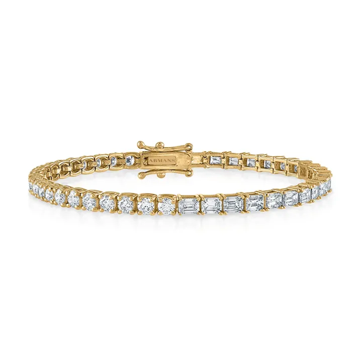 Round and Emerald Diamond Tennis Bracelet