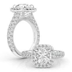 Round Cushion Halo Engagement Ring