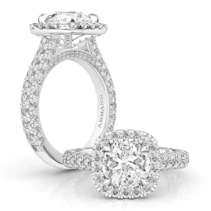 Round Cushion Halo Engagement Ring