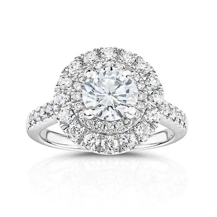 Round Double Halo Engagement Ring