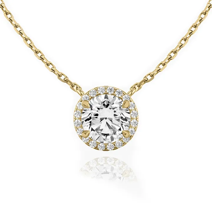 Round Halo Diamond Pendant