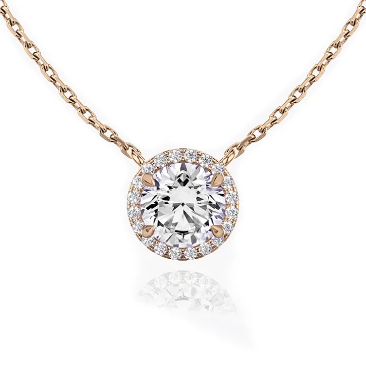 Round Halo Diamond Pendant