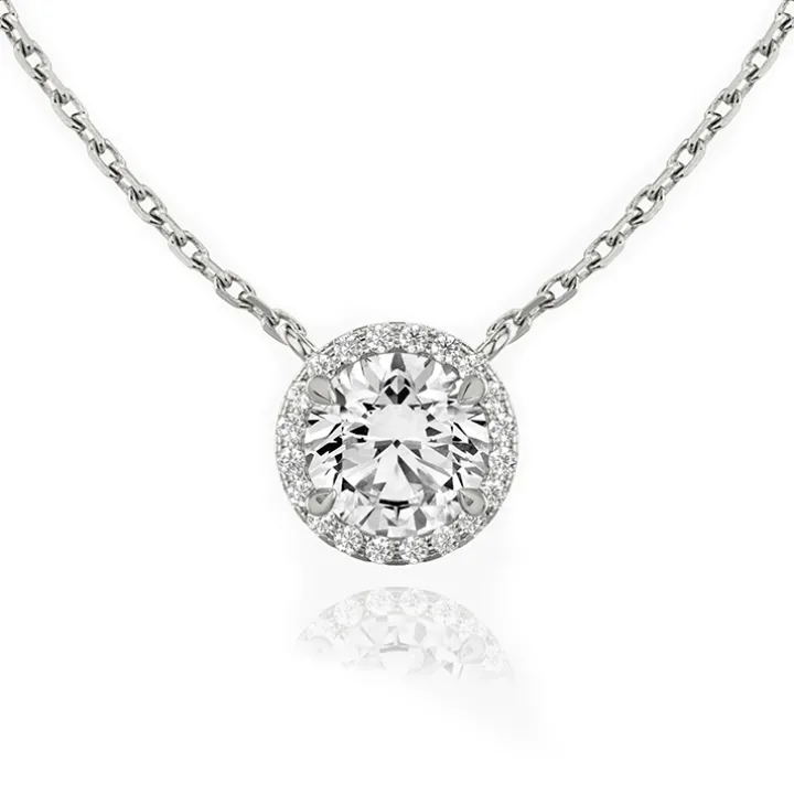 Round Halo Diamond Pendant