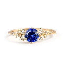 Round Horizon Lab Grown Blue Sapphire Engagement Ring