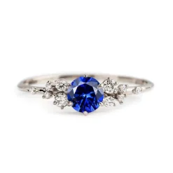 Round Horizon Lab Grown Blue Sapphire Engagement Ring