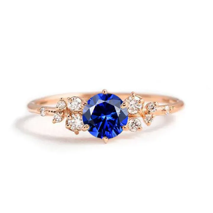 Round Horizon Lab Grown Blue Sapphire Engagement Ring