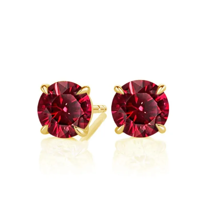 Round Ruby Studs