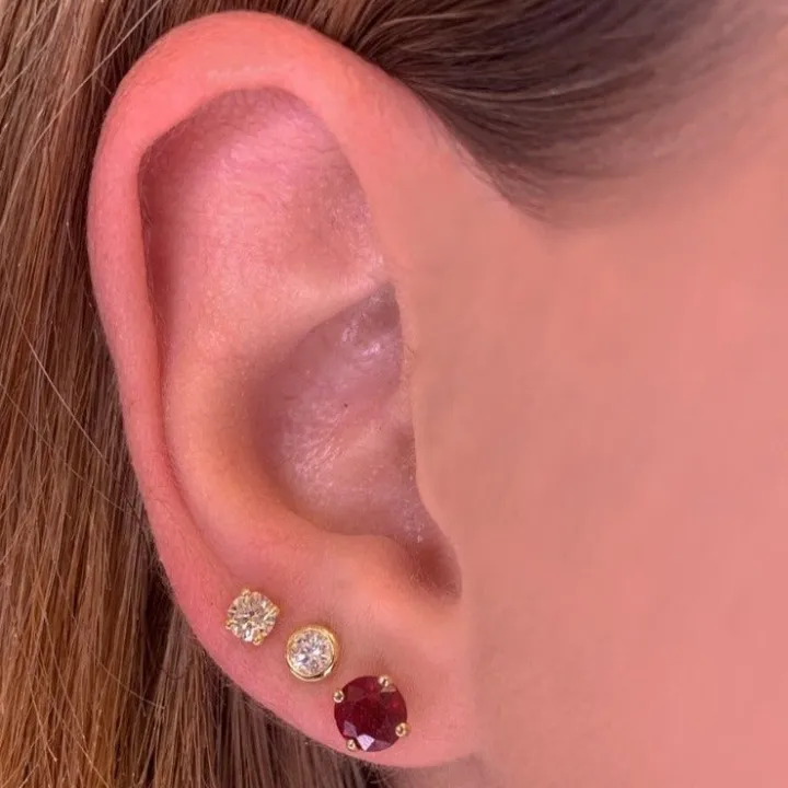Round Ruby Studs