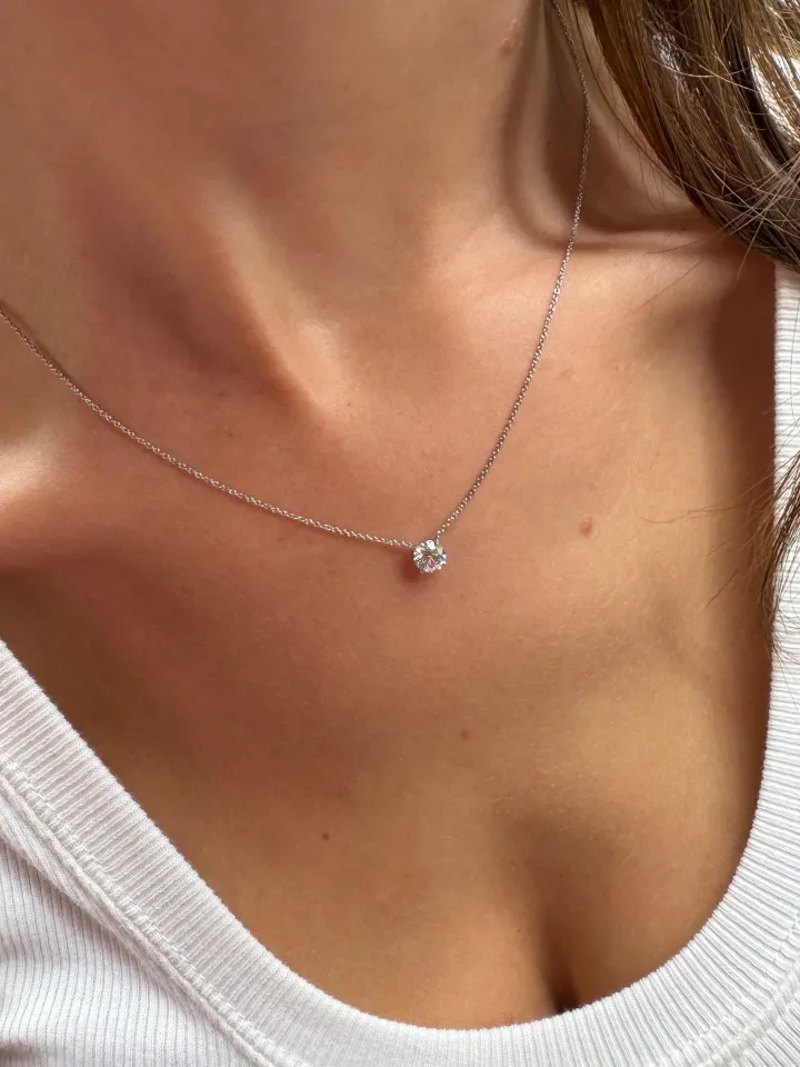 Round Solitaire Lab Grown Diamond Pendant