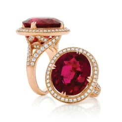 Rubellite Diamond Ring