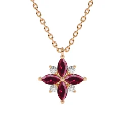 Ruby and Diamond Lotus Pendant