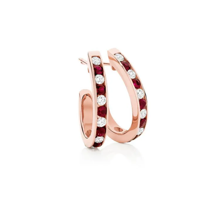 Ruby Diamond Hoops
