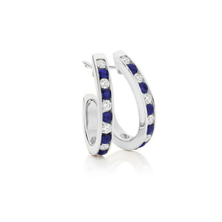 Sapphire Diamond Hoops