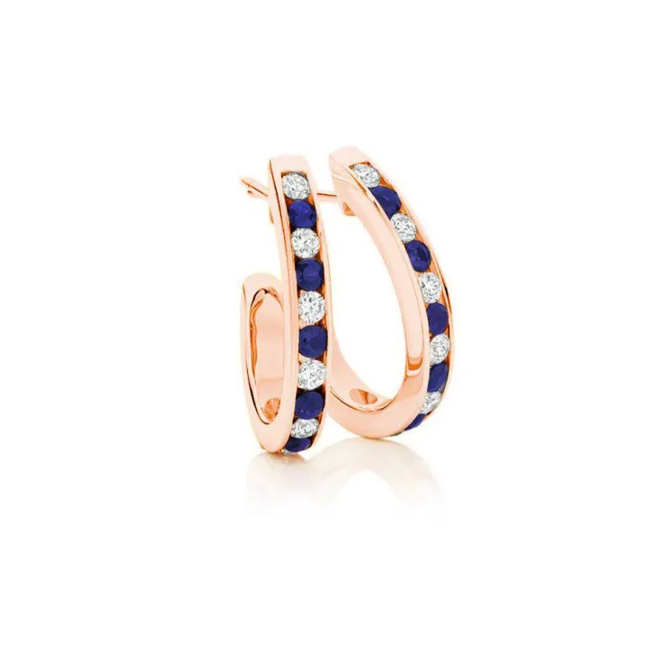 Sapphire Diamond Hoops