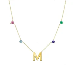Sapphire Initial Birthstone Necklace