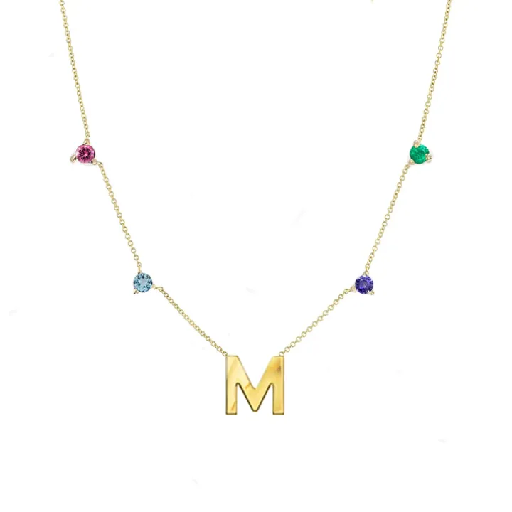 Sapphire Initial Birthstone Necklace